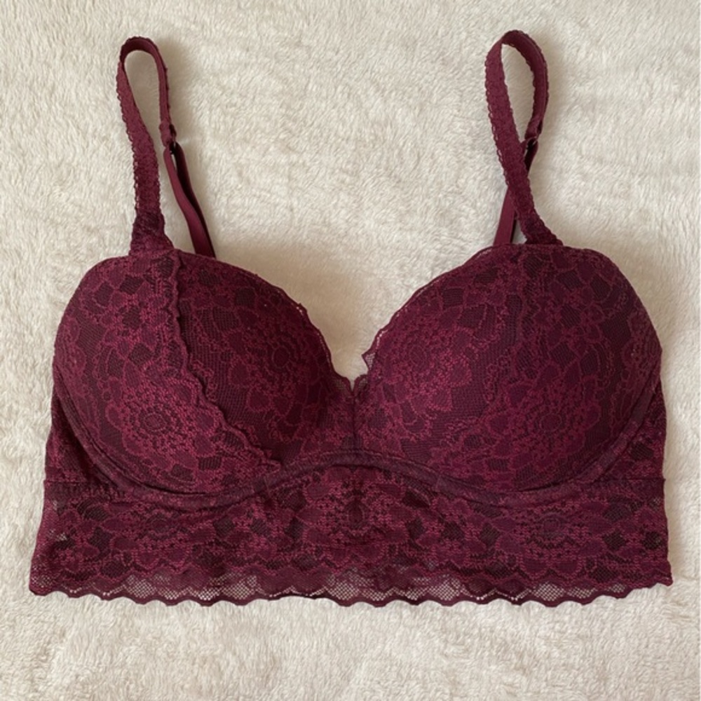 PINK Victoria's Secret Lace Bralette in Rich Burgundy